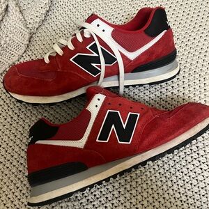 New Balance 574 Men's 12 Red Black White Retro Sneakers 2013